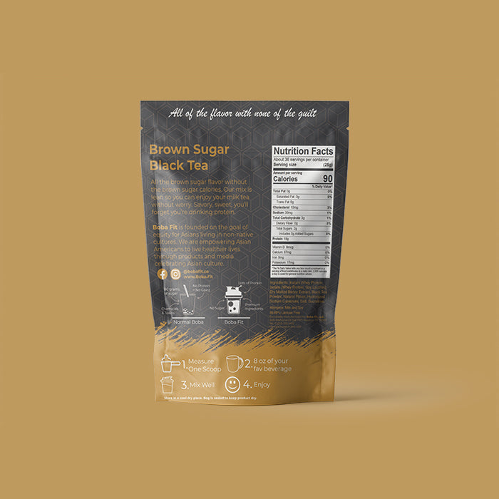 Brown sugar boba protein powder back packaging