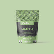 Matcha boba protein powder front packaging